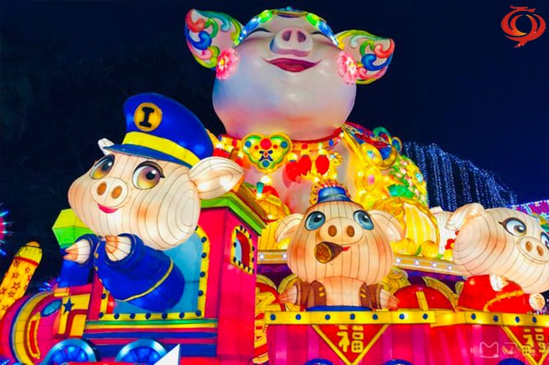 猪年灯会花灯,生肖猪元素主题彩灯