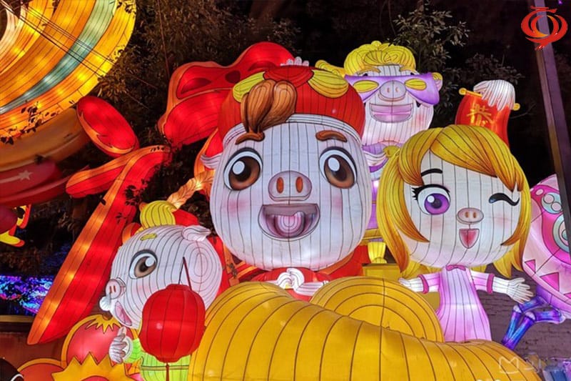猪年灯会花灯,生肖猪元素主题彩灯
